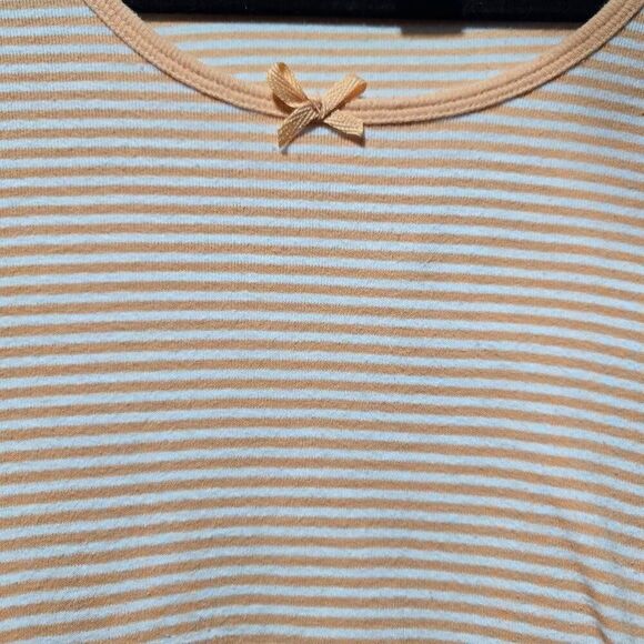 Oscar De La Renta Orange Stripe Babydoll Tee - Picture 2 of 4